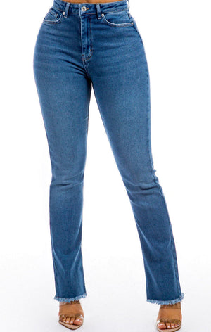 It Girl High Rise Boot Cut Jeans (Light Wash)