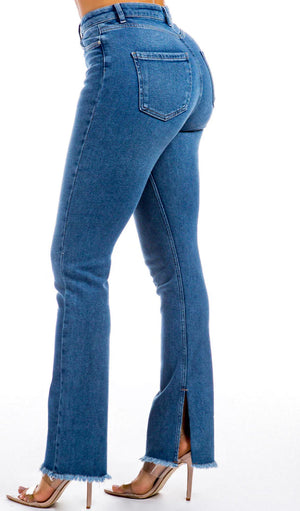 It Girl High Rise Boot Cut Jeans (Light Wash)